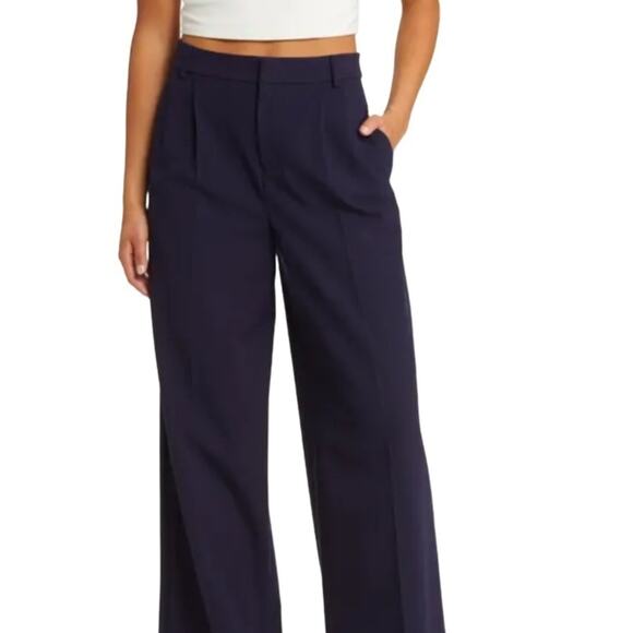FRAME High Waist Wide Leg Trousers in Blue Size 14 NWT - Picture 1 of 14